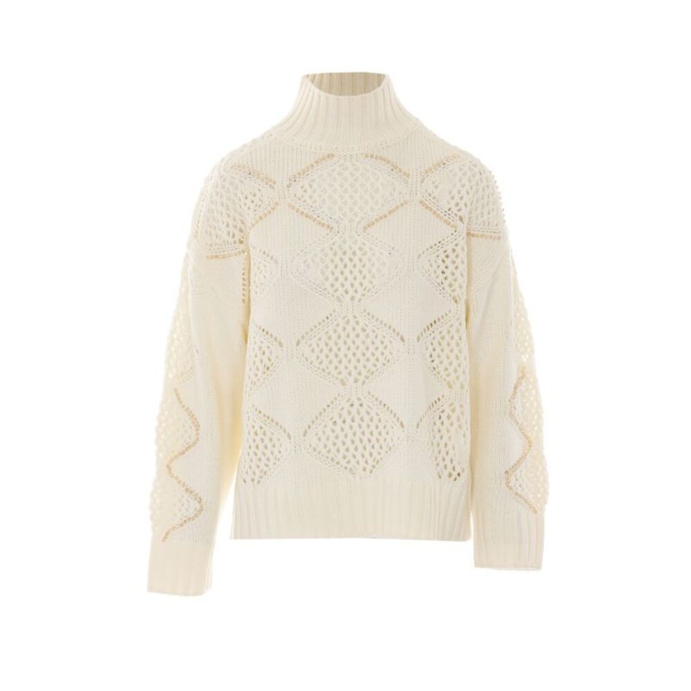 Liu Jo Women Mock Turtleneck Sweater With Beads And Openwork